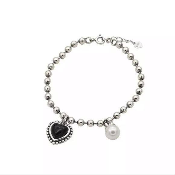 NEW 925 STERLING SILVER PEARL HEART BRACELET - Picture 6 of 6